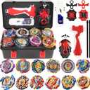 Battling Top Set, Burst Gyro Toys 12 Spinning Tops 3 Launchers Combat Battling Game with Portable Storage Box Gift for Kids Children Boys 650