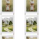 Lavezee 5x7 White Hanging Collage Picture Frames Set of 2, 6 Opening Vertical Frame Made to Display 5 by 7 Inch Photo for Wall Decor