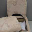 Mapleway Small Vanity Stool Chair with Storage and Adjustable Folding Back 12.6" x 13.8" x 29.9" Alpaca Fur Soft Ottoman 4 Metal Legs with Anti-Slip Feet Furry Padded Seat for Makeup, Bedroom, White