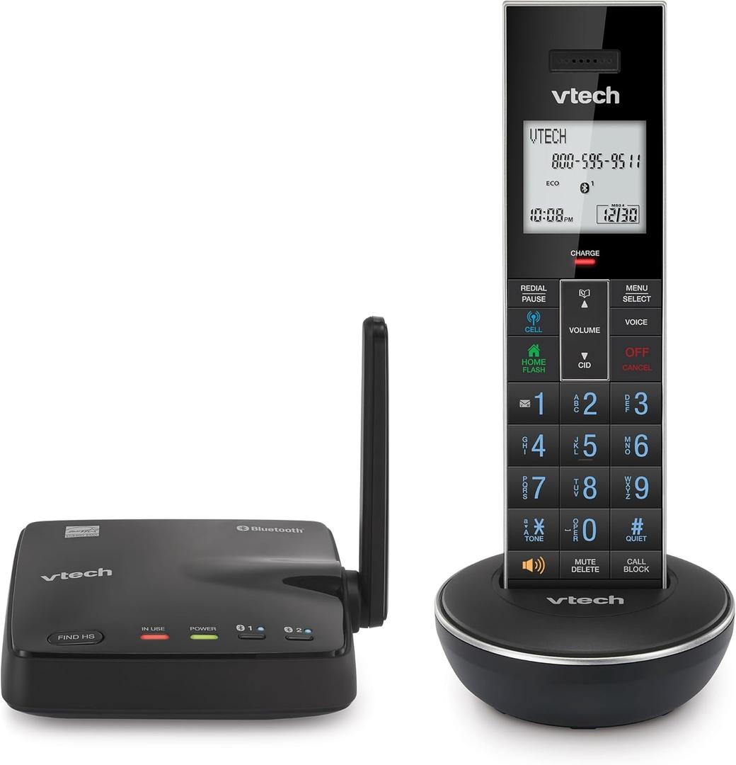 VTech LS6331 Expandable Cordless Phone with DECT 6.0 Desk/Wall Mountable Transmitter, Bluetooth Connect-to-Cell, Full Duplex Handset Speakerphone, Landline Phone with Smart Call Blocker