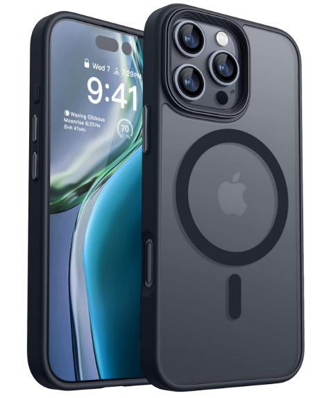 CANSHN Magnetic Compatible with iPhone 16 Pro Max Case [Compatible with Magsafe] [Translucent Matte] Slim Thin Shockproof Protective Bumper Phone Case Cover 6.9 Inch - Black
