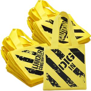 Bedwina Construction Birthday Party Supplies 12 Under Construction Party Decorations Themed Mini Non-Woven Canvas Tote Gift Bags with Handles for Kids and Goodie Bags for Boys