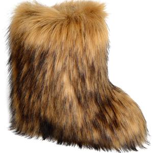 Valpeak Snow Boots for Women 2023 Furry Boots Winter Knee High Flat Heel Fluffy Faux Fur Boots(Natural, 9)