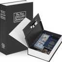 KYODOLED Diversion Book Safe with Combination Lock, Secret Hidden Metal Lock Box,Money Hiding Collection Box,9.5" x 6.2" x 2 .2" Black Large