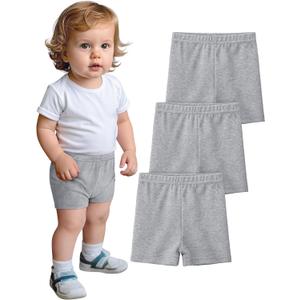 3 Pack Cotton Baby Girls Shorts Toddler Biker Bike Cartwheel Under Shorts for Baby Girl Clothes (3-6 Months, Gray, Gray, Gray)
