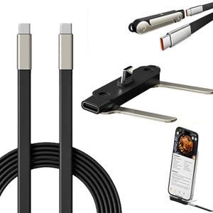 Invisible Holder Charger Cable with Stand,2 in 1 Sideways Invisible Holder Charger Cable,240W Foldable Phone Stand Cord for Smartphones & Tablets (Black)