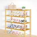 Smiry Bamboo Shoe Rack, 4 Tier Shoe Organizer for Entryway & Closet, Stackable Free Standing Storage Shelf for Shoes, Bags & Plants, Natural