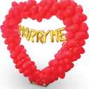 Will You Marry Me Balloon Arch Sign Proposal Decorations Ideas, Heart Shaped Balloon Arch 6.8 x 6.7, 300 Heart Balloons MARRY ME Gold letters, & String, 2 Weights, Balloon Knotter, Pump, Clips