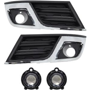 telfair Front Driving Fog Lights & Bezels Set Compatible with 2013-2017 Traverse - Chrome & Black ABS Housing, Polycarbonate Lens OE#‎GM1038148,GM1039148-4pcs (2013 2014 2015 2016 2017)