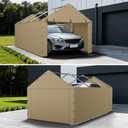 10x20 Carport Replacement Sidewall, Front Panel Canopy Entrance Panel with Zippers and Elastic Ball Bungees, 180G PE Waterproof & UV Protected Replacement Sidewall Cover, Beige