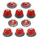 Idong 10 Pack Wire Wheels for Angle Grinder, 4 Inch Wire Wheel Brush for Angle Grinder, Knotted Coarse Crimped Wheels with M14 Thread Arbor, Cup Brush for Removing Rust, Corrosion, Paint