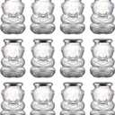 Bekith 12 Pack 12 oz Glass Honey Bear Jar with Silver Lids for Jam, Wedding Favors, Shower Favors, Baby Foods, DIY Magnetic Spice Jars