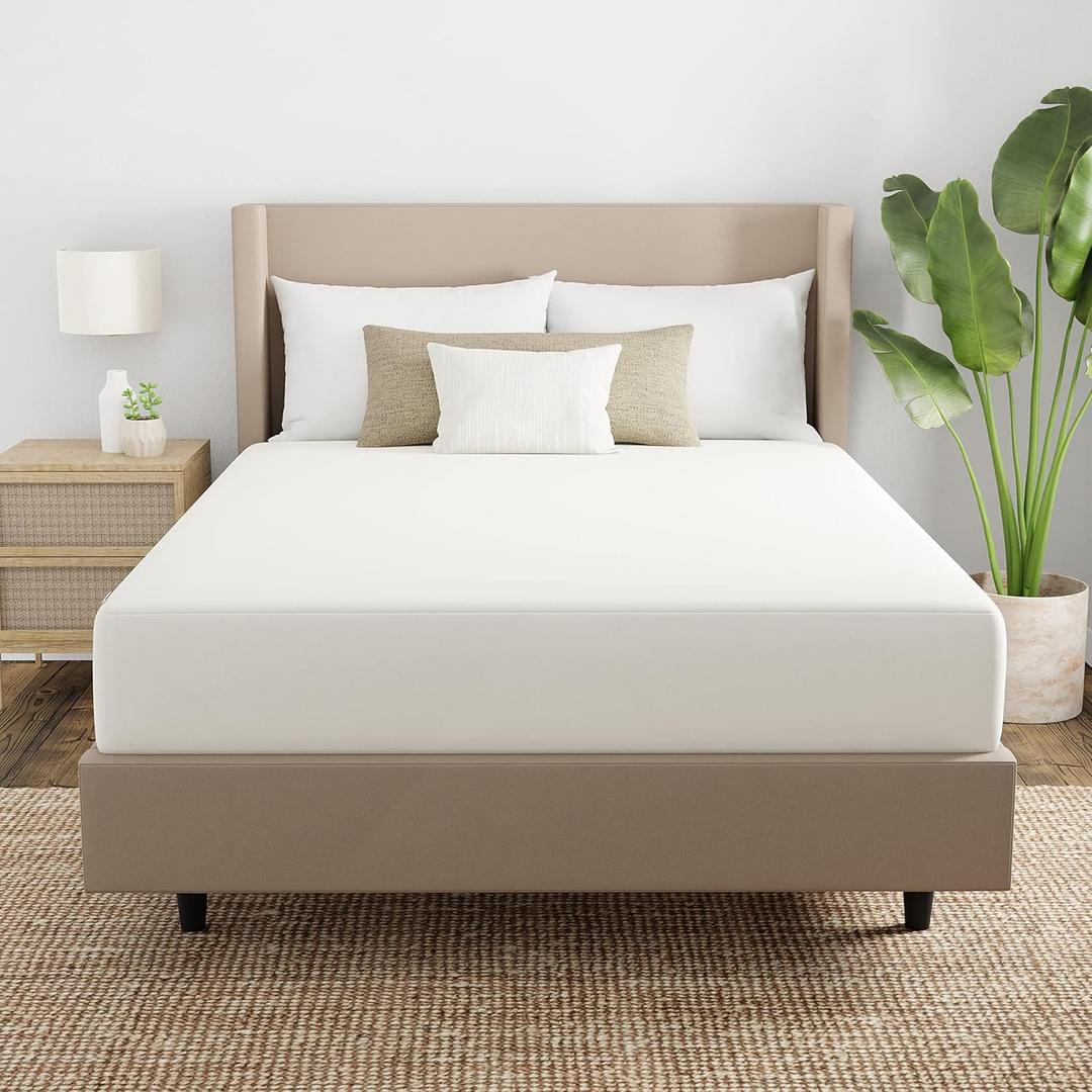 AllerEase 100% Organically Grown Cotton Top Waterproof Mattress Pad Queen Size Plush Hypoallergenic Fill Allergy Defense Fabric Machine Washable Stretch Sidewalls Fitted Mattress Cover Topper (White)