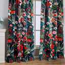 Boho Floral Bedroom Curtains, Vibrant Red Colorful Blackout Curtains Black Green 84 Inches Length, Vintage Cute Wildflowers Botanical Curtain Panels Draperies for Bedroom Living Dining Room Kitchen (52"W x 84.3"L (Pack of 2))