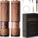 Electric Salt and Pepper Grinder Set-Rechargeable, Salt and Pepper Shakers, Automatic Salt and Pepper Grinder Set with Led Light, Adjustable Coarseness, One Handed Operation, Electric Pepper Mill (Yellow Brown - Rechargeable)