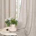 YoungsTex Linen Semi Sheer Curtains 63 Inch Length 2 Panels for Living Room - Light Filtering Drapes with Bronze Grommet Beige Window Treatments for Country Office Bedroom, 52 X 63 Inch