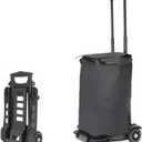 Backpack Trolley, Foldable Wheeled Cart-Backpack, Aluminium Alloy Trolley Cart for Backpacks, Golf Bag, Teenagers, School, Travel, with Solid Tank Wheels, Black