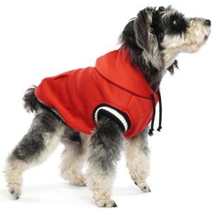 FUAMEY Dog Hoodie, Winter Dog Fleece Sweaters Pet Warm Sweatshirt with Pocket, Soft Warm Christmas Outfit Puppy Vest with Leash Hole for Small Medium Large Dogs Red XS (X-Small(chest:15.4in))