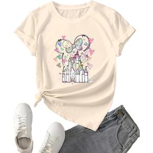 Magic Castle Shirt for Women Cute Magic Kingdom Graphic Print Holiday Vacation Weekend Tee Tops (Yellow, S)