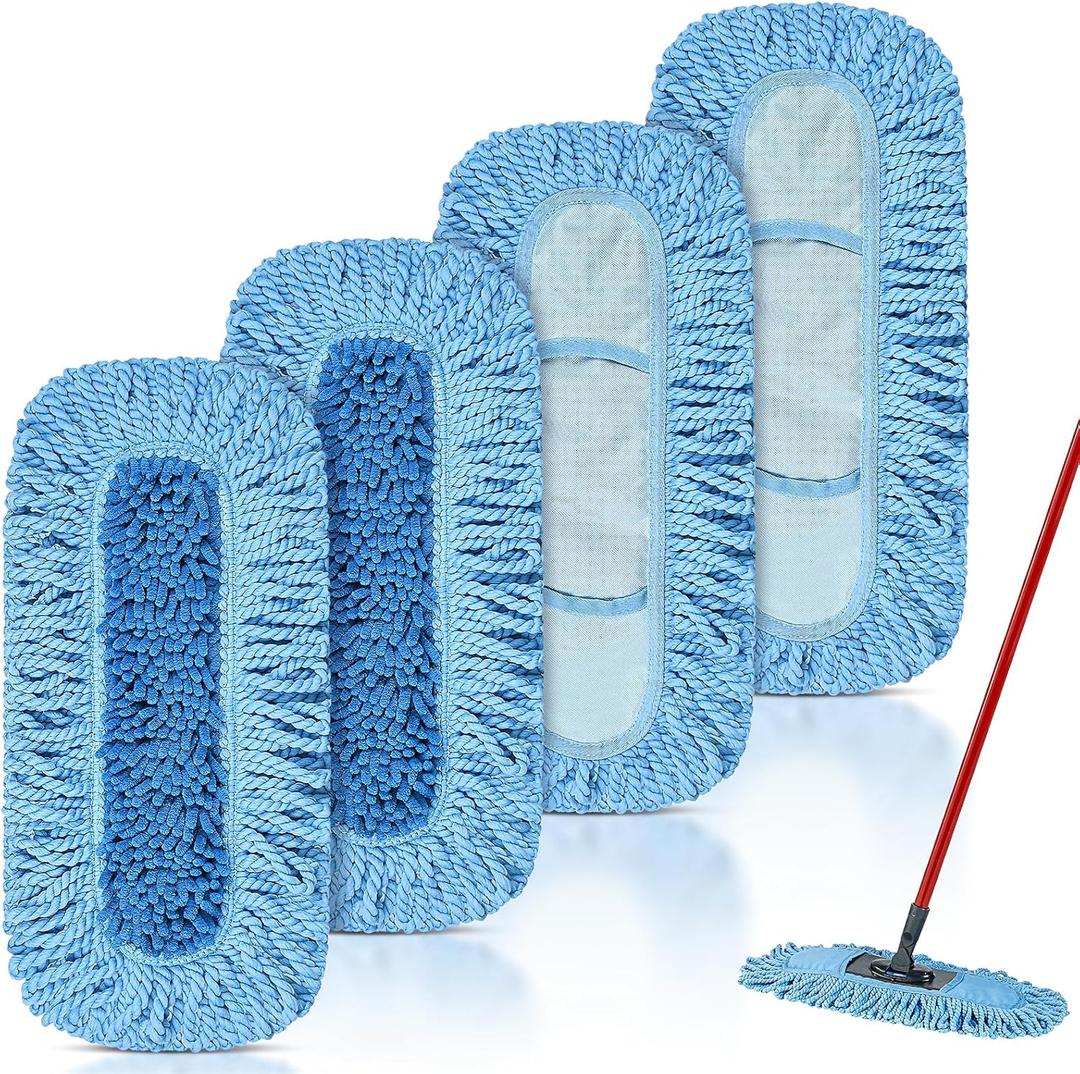 4 Pack Reusable Dust Mop Heads Compatible with O-Cedar Dual-Action Microfiber Sweeper Dust Mop