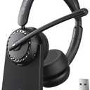 LEVN Wireless Headset, Wireless Headset with Mic for Work, AI Noise Cancelling, 65 Hrs Working Time, Bluetooth Headphones with Microphone from Home/Computer/Call Center/Teams (Black)