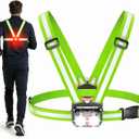 Viccux 800LM Ultra Bright & 7+2 Modes Running Lights for Runners with Rear Light, 45 Beam & 360 Reflective Vest, IPX4 Waterproof Reflective Running Vest for Night Walking/Jogging, 4-25Hrs Runtime