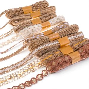 9 Rolls Jute Ribbons Lace Craft Ribbon, 18 Meters Natural Jute Ribbon, Rustic Craft Ribbons for Crafts Wraping, DIY, Rustic Wedding Decor, Gift Wrapping and Party Holiday Supplies