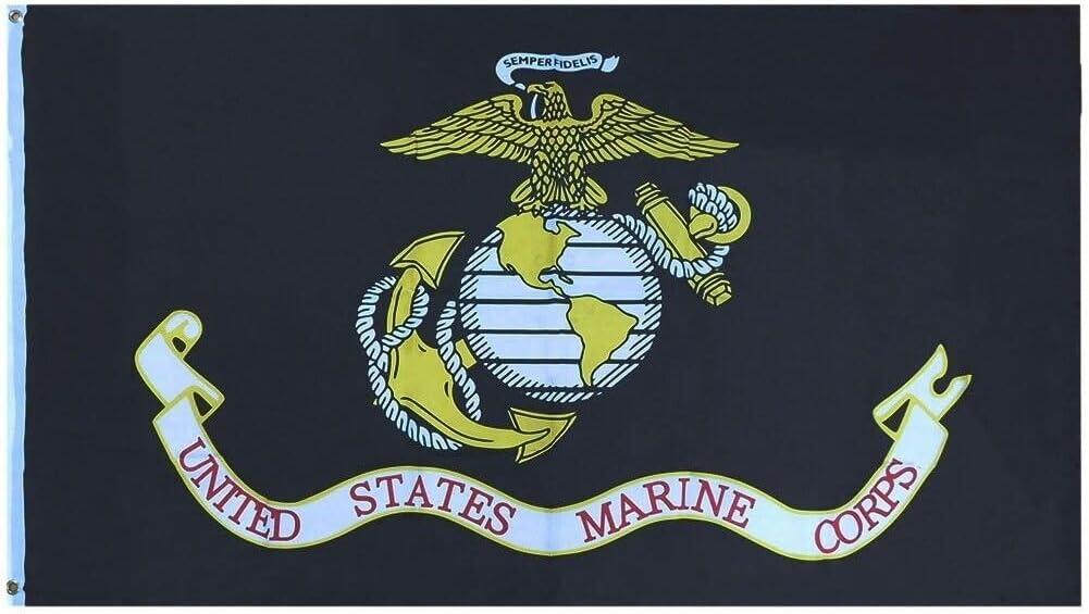 Trade Winds 3x5 ft United States Marine Corps EGA Black Flag, Officially Licensed, UV Resistant, Polyester, All Seasons, 1 Piece
