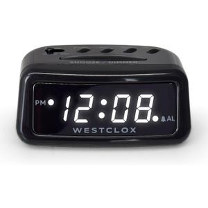 Westclox Digital LED Alarm Clock  Large Display, Electric with Battery Backup, Snooze Function, Dimmable Brightness, Compact for Home & Office (Black)