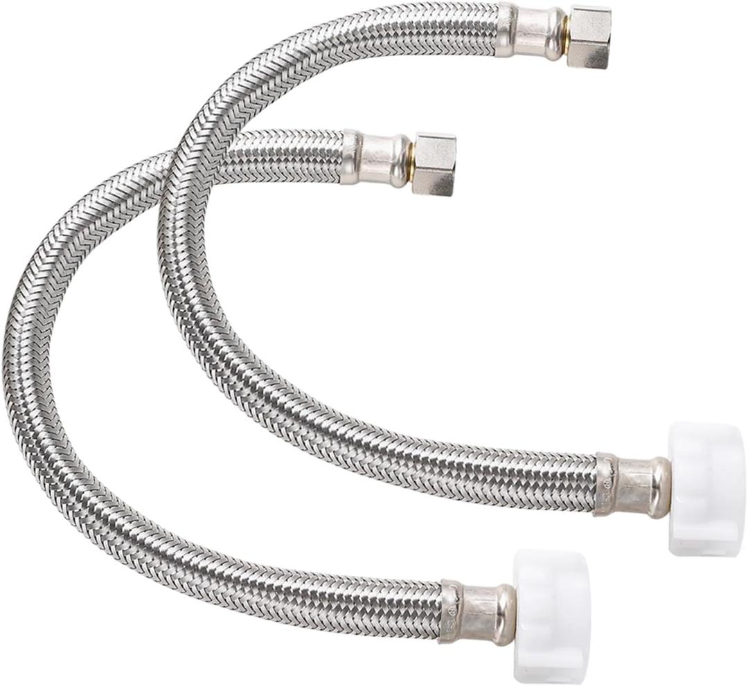 2Pack, PevePexe Toilet Hose Water Supply Line - 12" Length 3/8" COMP x 7/8" BC Braided Toilet Connector Hose