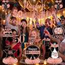 2 x 12Pcs 50th Birthday Decorations for Women Pre-Strung Black and Rose Gold Glitter Happy 50th Birthday Awesome Since 1975 Banner Honeycomb Centerpieces Swirls Fifty Party Supplies