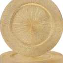 MAONAME Gold Charger Plates Set of 10, Round Table Chargers for Dinner Plates, Plastic Plate Chargers for Table Setting (Glitter Gold)