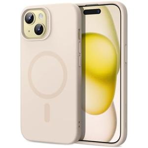 ESR for iPhone 15 Case with MagSafe, Supports Magnetic Charging, Slim Liquid Silicone Case, Shock Absorbing, Screen and Camera Protection, Cloud Series, Light Tan