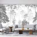 YQWDMX - Grey Jungle Tropical Plants Wallpaper for Living Room Sofa Background Wall Decor (Not Peel and Stick)