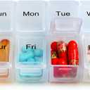 Weekly Travel Pill Organizer Case for Purse with Removable 7 Day Box, Fashionable Pill Container for Medicine, Vitamin, Supplement (1 Pack)