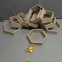 12 Pcs 5.5 Inch Honeycomb Cupcake Stand Cake Farmhouse Hexagon Display Holder Hexagonal Wood Cupcake Stand Floating Table Sign with Wooden Bee for Baby Shower Birthday Party Table Decorations