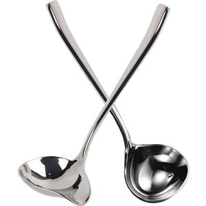 Generic Stainless Steel Small Sauce Ladle, With Pouring Spout Gravy ladle, for Salad dressing and dressings, 7.4Inches 2 Pieces Dishwasher Safe