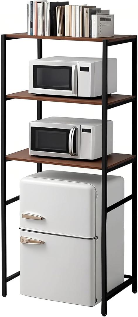 Colingmill 3 Tier Black Mini Fridge Stand with Storage for Dorm, Over Mini Fridge Multipurpose Storage Shelf Rack Standing Organizer for College Rooms Kitchen Pantry, Home, and Offices, Coffee, 18.3 X 23.6 X 66.9 Inches