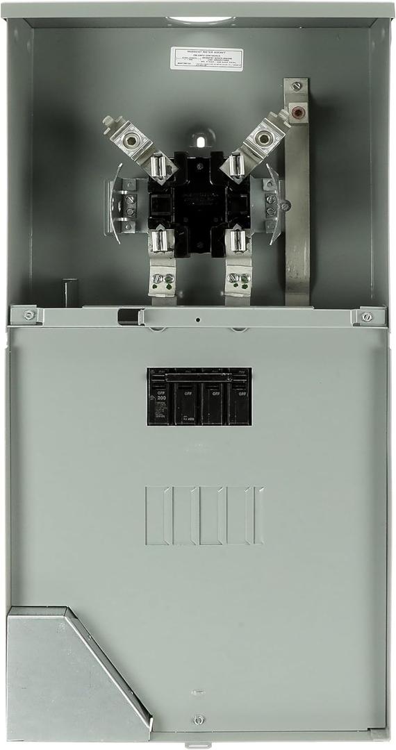 MIDWEST R281CB1  Metered Service Entrance  Weatherproof 200A OH/UG Meter Socket Main  4 Circuit space  NEMA 3R Rated  Surface Mount  Ringless  NEC Compliant