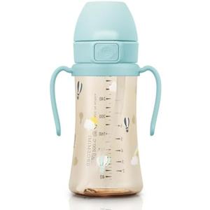 GROSMIMI Flip Top Spill Proof Sippy Cup, PPSU, BPA Free, 10 oz, Stage 2 Straw for Toddlers (Air balloon)