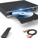 DVD Player, Region Free DVD Players for CD/DVD's, Compact DVD Player Supports NTSC/PAL System with AV Stable Outputs/USB 128G Input, Contains Remote Control and RCA Cable-Not Support HDMI