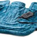 Sunbeam XL Renue Contoured Heating Pad, 25" x 25", For Neck & Shoulder Pain Relief with Auto Shut Off, Moist Heating Option, MachineWashable, Lakeshore Blue