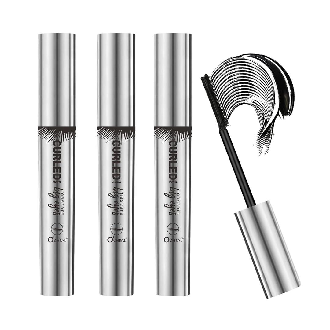 O'CHEAL 3PCS Black 4D Telescopic Mascara Waterproof, Increase Volume And Length, Curling, Quick-Drying, Smudge-Proof, No Clumping Makeup, Vegan&Cruelty-Free, Long-Lasting Eyelashes Cosmetics for Women