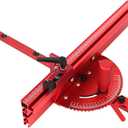 Aluminum Table Saw Precision Miter Gauge Works w/Table Saws, Band Saw and Router Table, Includes Multi TTrack Fence w/Scale, T-track Flip Stop(Red)