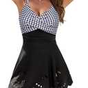 Blooming Jelly Womens One Piece Swimsuit Tummy Control with Cutout Skirt Bathing Suit Modest Twist Front Swim Dress Size L