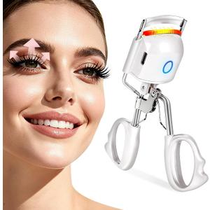 Heated Eyelash Curler Electric Eyelash Curlers 8s Fast Heating Lash Curler Safe Anti-Burn Lash Curler Intelligent Temp Control rizador de pestaas for 24H Long Lasting Curls (White)