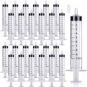 25 Packs 10ml Plastic Syringe, Luer Slip Tip with Cover Cap, Syringes for Liquid Jello Shots, Measuring, Watering, Refilling, Feeding