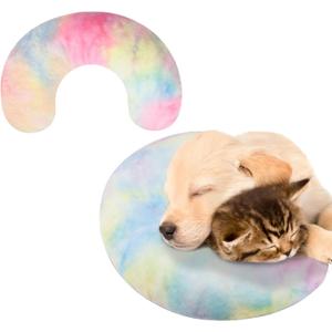Dog Neck Pillow, Dog Cat Calming Pillow Soft, Fluffy Cozy Pet Body Pillow,Anxiety Relief Pillow for Joint Relief Sleeping Improve (Large, Pink Blue)