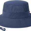 VOBOOM Sun Hats for Men Women Breathable Wide Brim Summer UV Protection Fishing Cap (Blue)