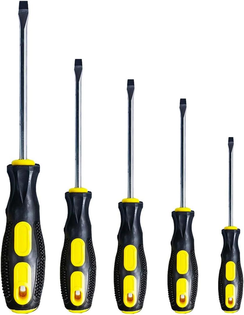 Flat Head Screwdriver Set (4 Sets in the Following Sizes Slotted Screwdriver with Magnetic Tips. Soft Ergonomic Grip from Standard or Precision Flat Screwdrivers
